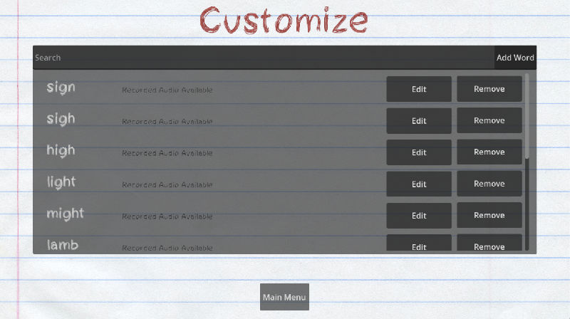 Customize Menu